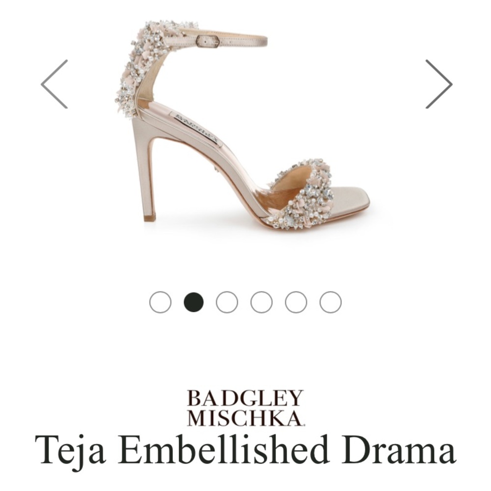Badgley Mischka Teja Embellished Drama Sandal in “Pearl Nude”